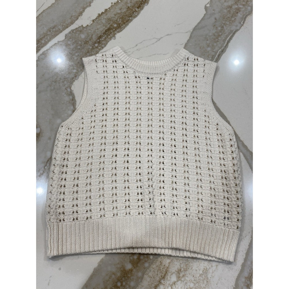 Universal Thread Womens Sweater Vest XS Ivory Off White Open Knit Cropped